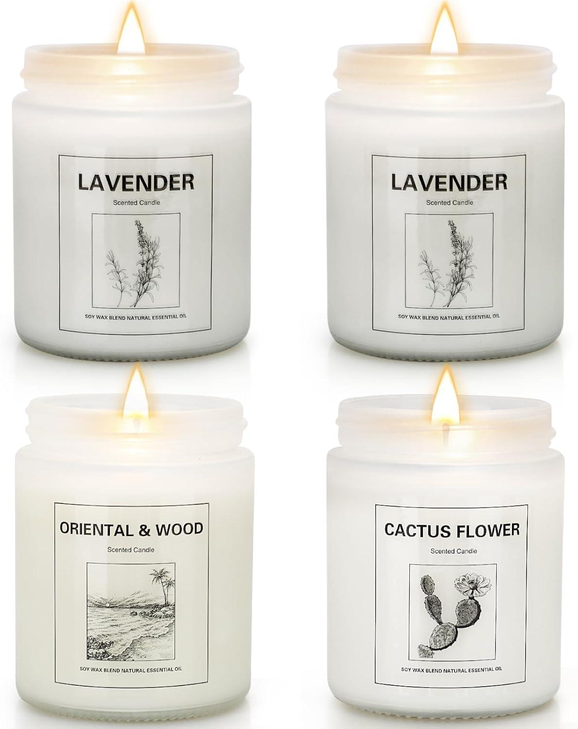 4 Pack Scented Candles for Home, Lavender Candles Set, Aromatherapy Jar Candles for Valentine's Day, Birthday - Decotree.co Online Shop