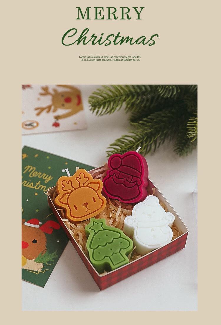 4PCS Christmas Fragrance Candle Gift Box ,Santa Claus Snowflake Elk Bell Shape Candles For Christmas Decorations Gifts - Decotree.co Online Shop