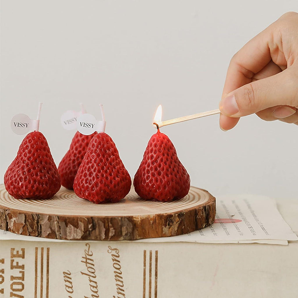4PCS Strawberry Shaped Scented Candles, Fruit Aroma Soy Wax Decorative Candles for Bedroom, Birthday Gifts, Valentine's Day - Decotree.co Online Shop