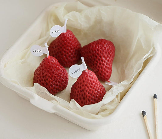 4PCS Strawberry Shaped Scented Candles, Fruit Aroma Soy Wax Decorative Candles for Bedroom, Birthday Gifts, Valentine's Day - Decotree.co Online Shop