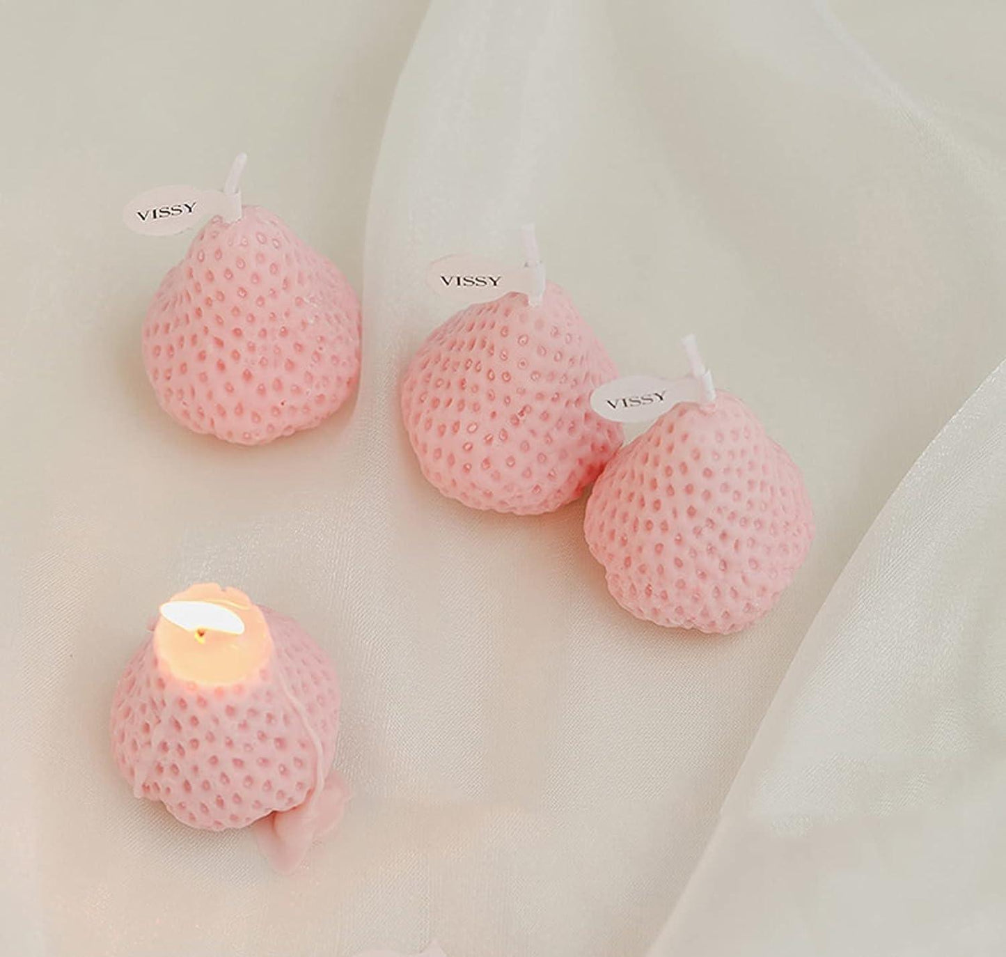 4PCS Strawberry Shaped Scented Candles, Fruit Aroma Soy Wax Decorative Candles for Bedroom, Birthday Gifts, Valentine's Day - Decotree.co Online Shop