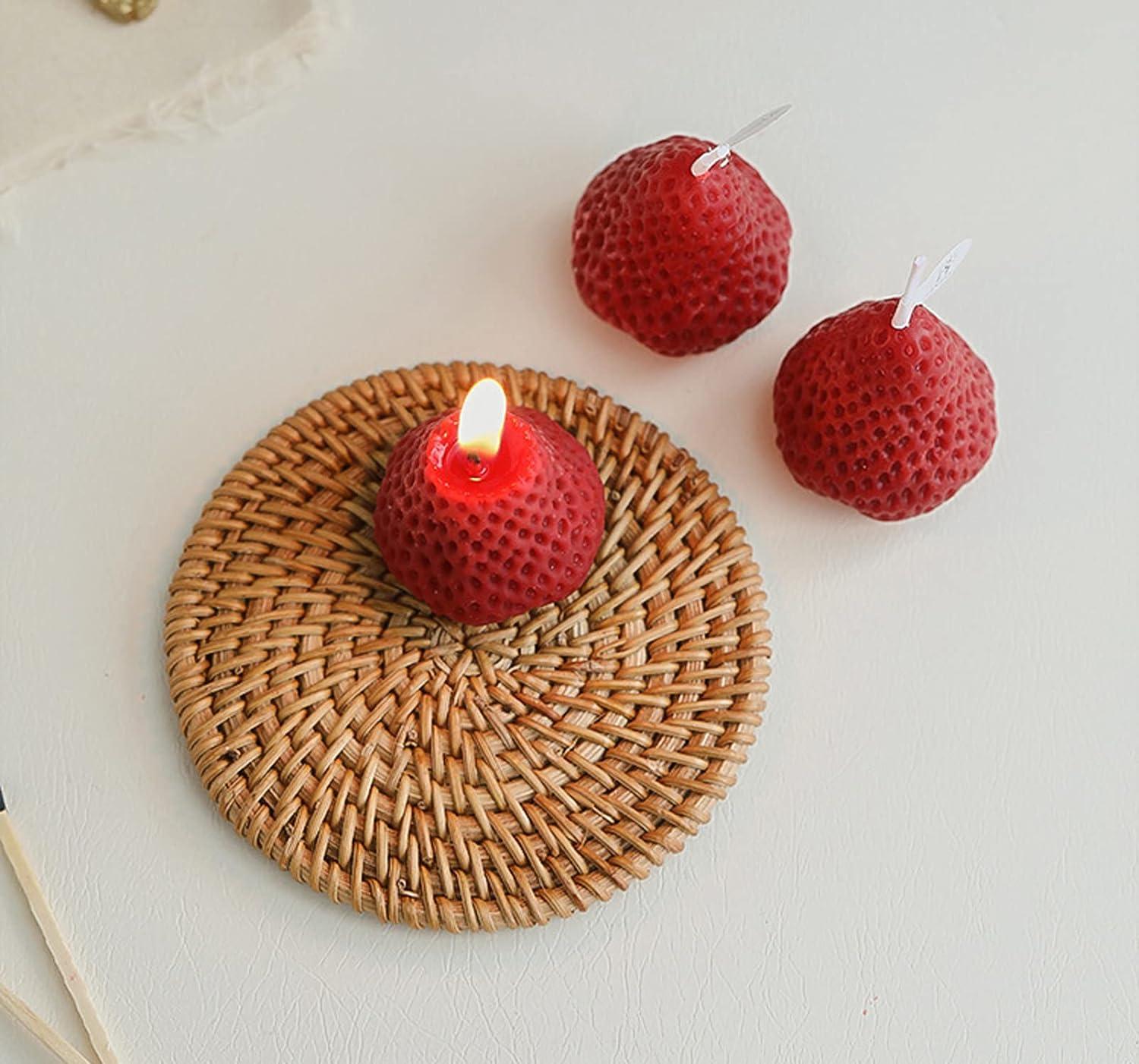 4PCS Strawberry Shaped Scented Candles, Fruit Aroma Soy Wax Decorative Candles for Bedroom, Birthday Gifts, Valentine's Day - Decotree.co Online Shop