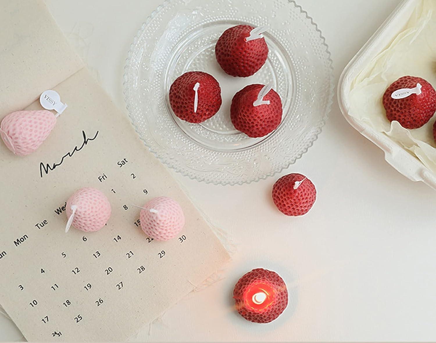 4PCS Strawberry Shaped Scented Candles, Fruit Aroma Soy Wax Decorative Candles for Bedroom, Birthday Gifts, Valentine's Day - Decotree.co Online Shop