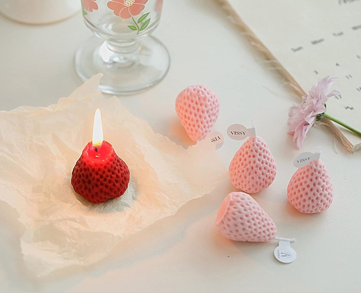 4PCS Strawberry Shaped Scented Candles, Fruit Aroma Soy Wax Decorative Candles for Bedroom, Birthday Gifts, Valentine's Day - Decotree.co Online Shop