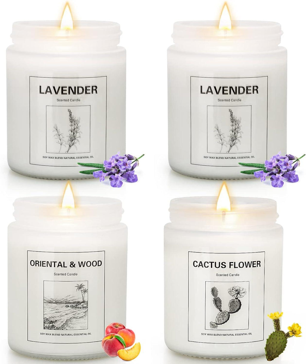 4 Pack Scented Candles for Home, Lavender Candles Set, Aromatherapy Jar Candles for Valentine's Day, Birthday - Decotree.co Online Shop
