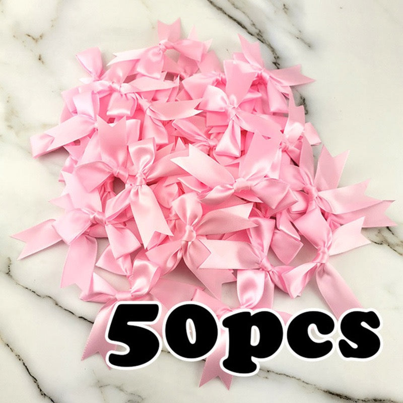 Satin Ribbon Treat Bow Set of 50, Handmade Bows, Treat Bows, Craft Bows, Bow for Box, Satin Bow for Crafts