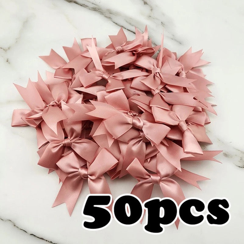 Satin Ribbon Treat Bow Set of 50, Handmade Bows, Treat Bows, Craft Bows, Bow for Box, Satin Bow for Crafts