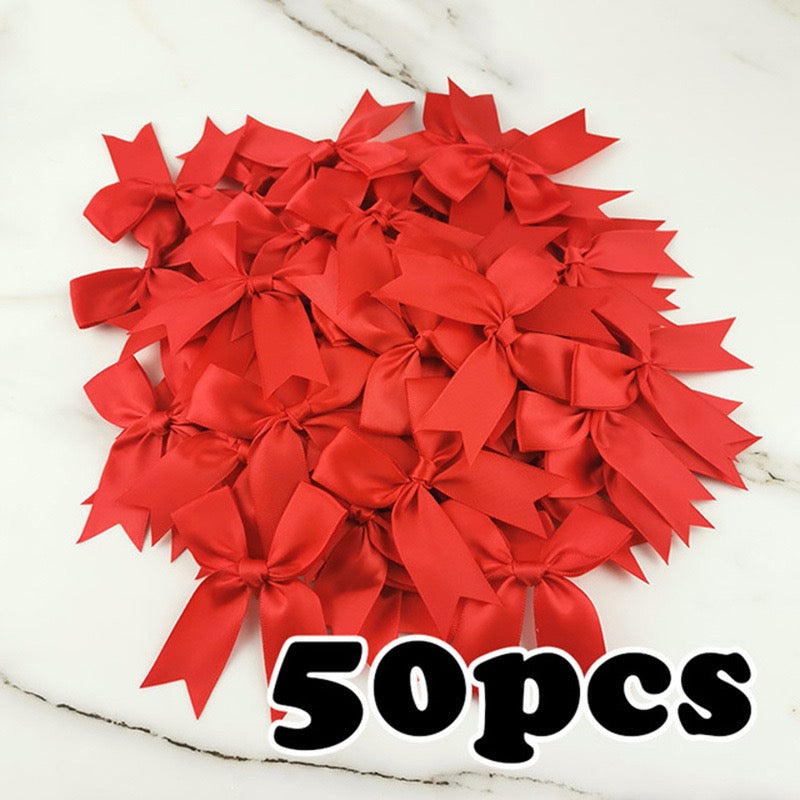 Satin Ribbon Treat Bow Set of 50, Handmade Bows, Treat Bows, Craft Bows, Bow for Box, Satin Bow for Crafts