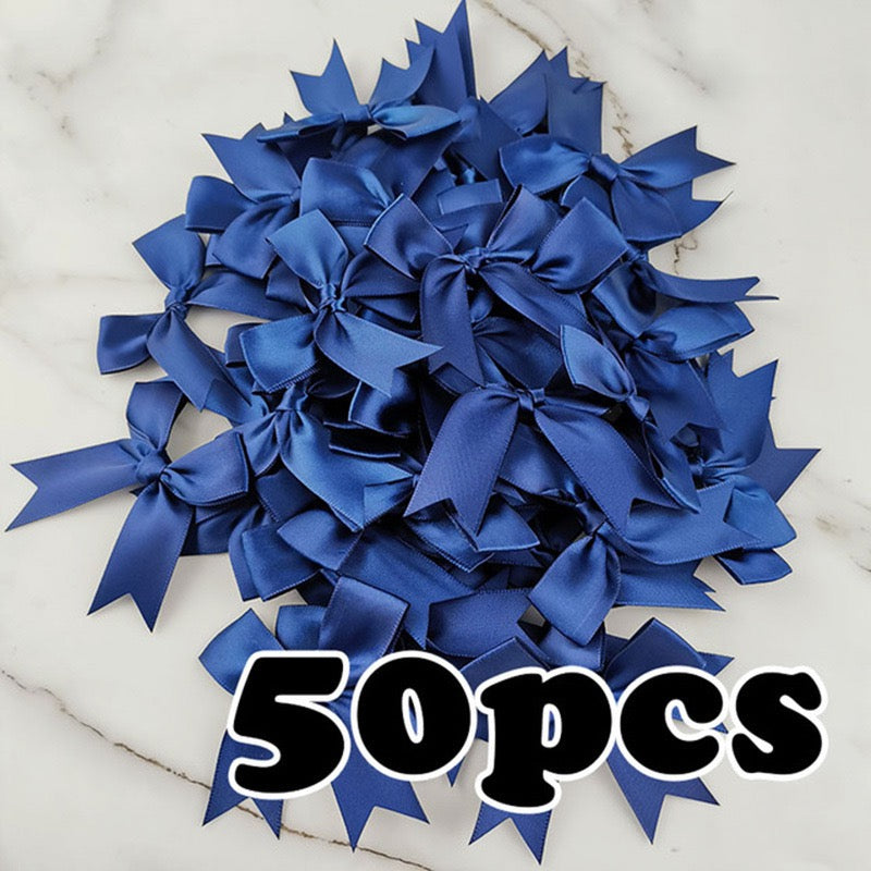 Satin Ribbon Treat Bow Set of 50, Handmade Bows, Treat Bows, Craft Bows, Bow for Box, Satin Bow for Crafts