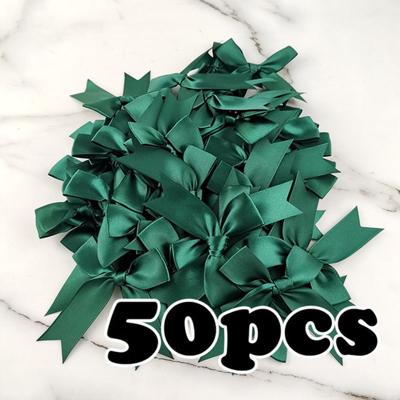 Satin Ribbon Treat Bow Set of 50, Handmade Bows, Treat Bows, Craft Bows, Bow for Box, Satin Bow for Crafts