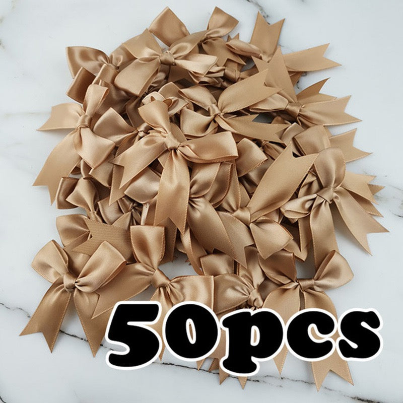 Satin Ribbon Treat Bow Set of 50, Handmade Bows, Treat Bows, Craft Bows, Bow for Box, Satin Bow for Crafts