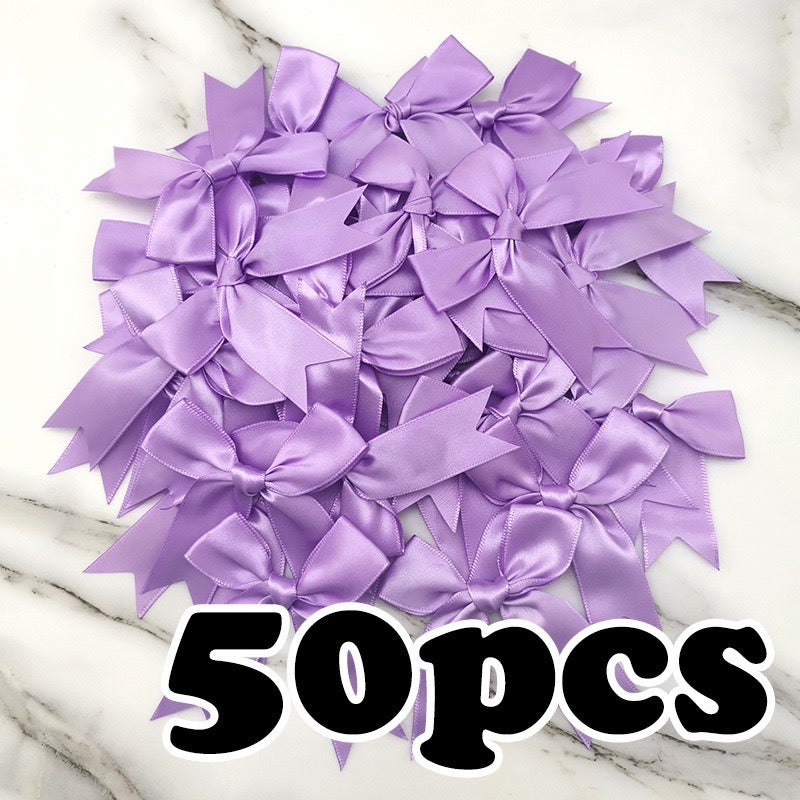 Satin Ribbon Treat Bow Set of 50, Handmade Bows, Treat Bows, Craft Bows, Bow for Box, Satin Bow for Crafts