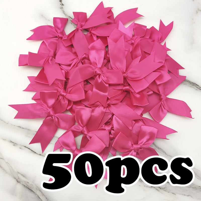 Satin Ribbon Treat Bow Set of 50, Handmade Bows, Treat Bows, Craft Bows, Bow for Box, Satin Bow for Crafts