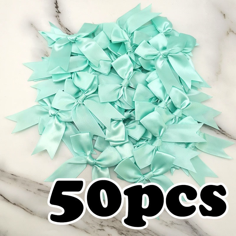 Satin Ribbon Treat Bow Set of 50, Handmade Bows, Treat Bows, Craft Bows, Bow for Box, Satin Bow for Crafts