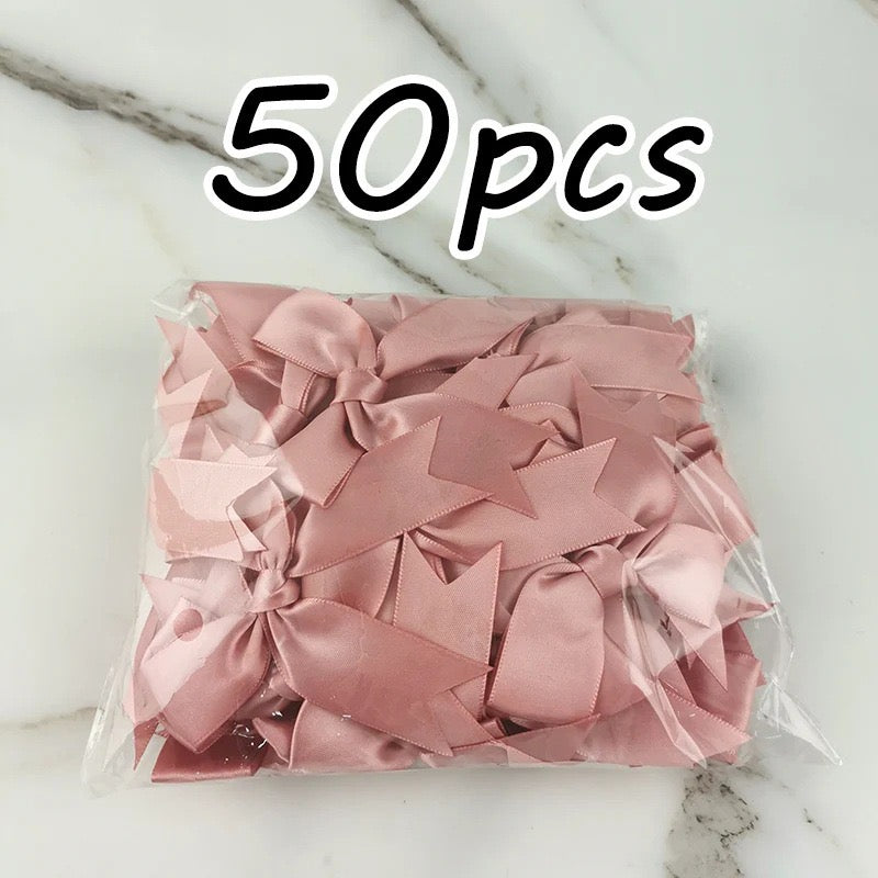 Satin Ribbon Treat Bow Set of 50, Handmade Bows, Treat Bows, Craft Bows, Bow for Box, Satin Bow for Crafts