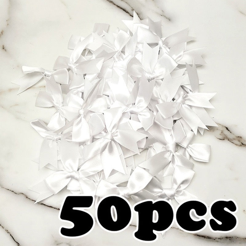 Satin Ribbon Treat Bow Set of 50, Handmade Bows, Treat Bows, Craft Bows, Bow for Box, Satin Bow for Crafts
