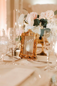 24pcs Gold Frame Wedding Table Number Mini Gold Place Card Frames Baroque Wedding Table Card Frame Gold Mini Picture Frames