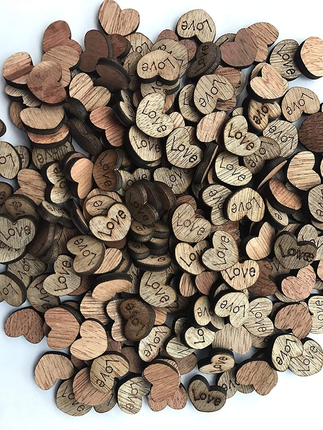 100pcs Rustic Wooden Love Heart Wedding Table Scatter Decoration Crafts Children's DIY Manual Patch