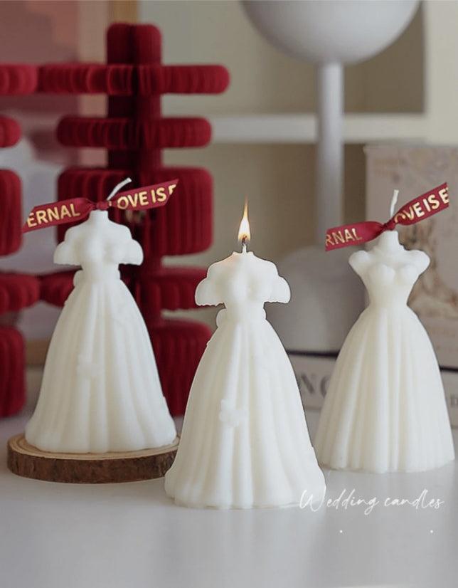 Set of 2 Romantic Wedding Dress Scented Candles, Burning Time 10-12 Hours, Perfect For Valentine's Day, Wedding Gifts - Decotree.co Online Shop