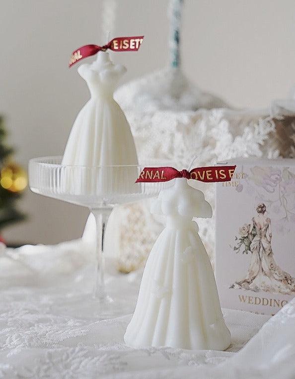Set of 2 Romantic Wedding Dress Scented Candles, Burning Time 10-12 Hours, Perfect For Valentine's Day, Wedding Gifts - Decotree.co Online Shop