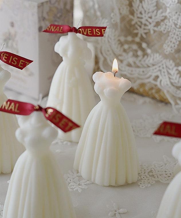 Set of 2 Romantic Wedding Dress Scented Candles, Burning Time 10-12 Hours, Perfect For Valentine's Day, Wedding Gifts - Decotree.co Online Shop