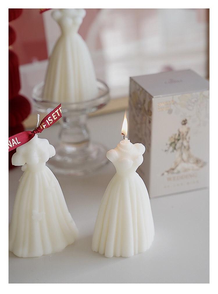 Set of 2 Romantic Wedding Dress Scented Candles, Burning Time 10-12 Hours, Perfect For Valentine's Day, Wedding Gifts - Decotree.co Online Shop