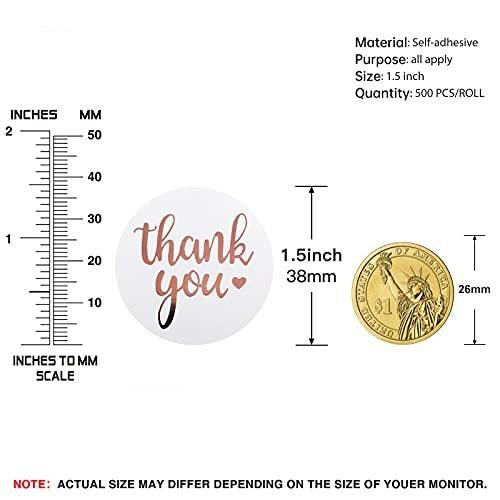 1.5 Inch Thank You Stickers Roll, 500 Pcs Rose Gold Thank You Stickers Lables - Decotree.co Online Shop