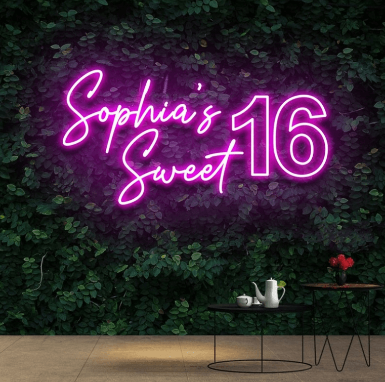 Sweet 16 Neon Sign Custom Name Sweet 16 Party Decorations Birthday Neon Sign Party Decor Best Friend Birthday Gifts for her - Decotree.co Online Shop