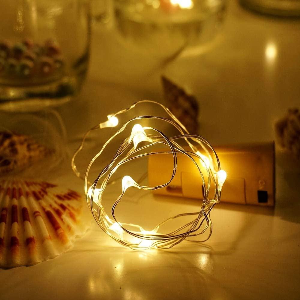 10 LED/ 40 Inches Battery Operated Cork Shape Copper Wire Colorful Fairy Mini String Lights - Decotree.co Online Shop
