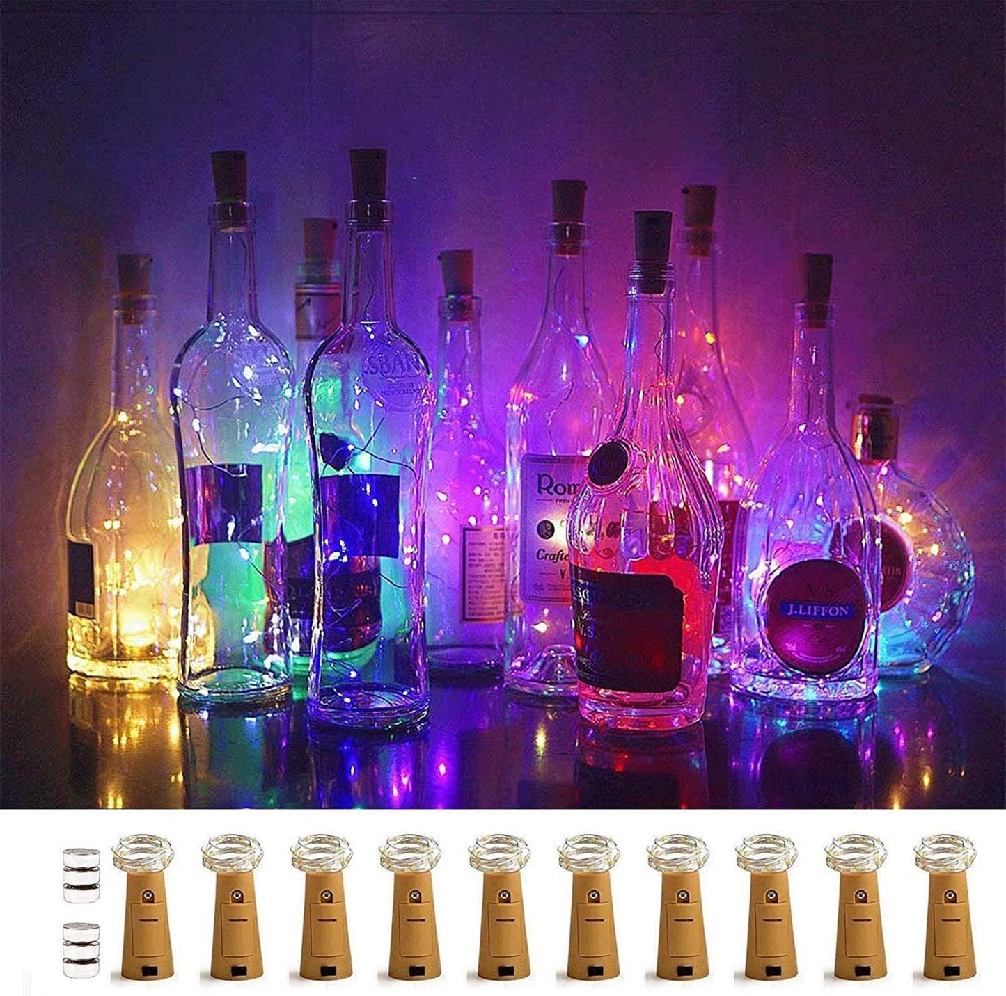 10 LED/ 40 Inches Battery Operated Cork Shape Copper Wire Colorful Fairy Mini String Lights - Decotree.co Online Shop