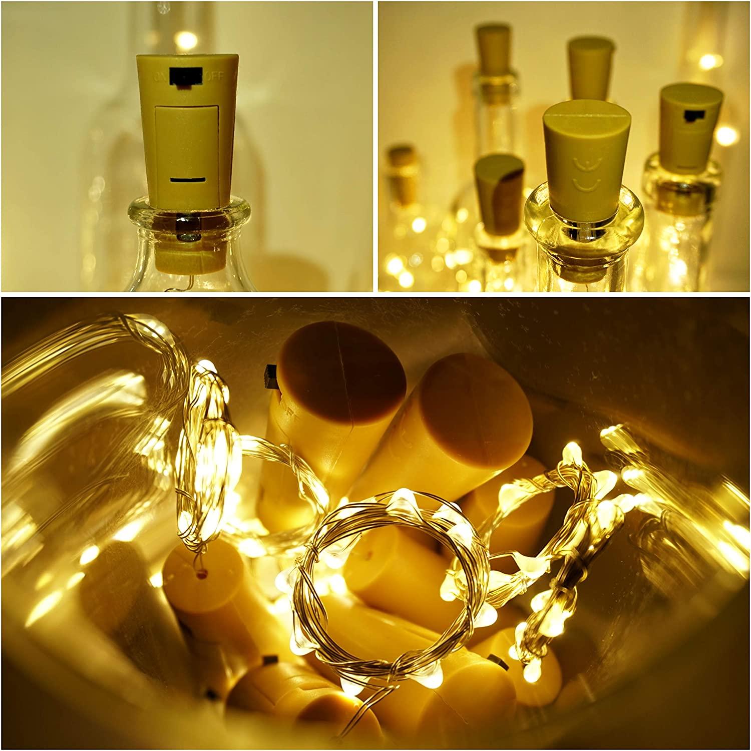 10 LED/ 40 Inches Battery Operated Cork Shape Copper Wire Colorful Fairy Mini String Lights - Decotree.co Online Shop