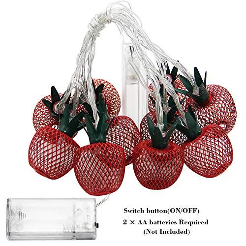 10 LED Apple String Lights Metal Mesh Battery Operated Fairy String Lights for Bedroom Wedding Indoor Outdoor Home Party - Decotree.co Online Shop