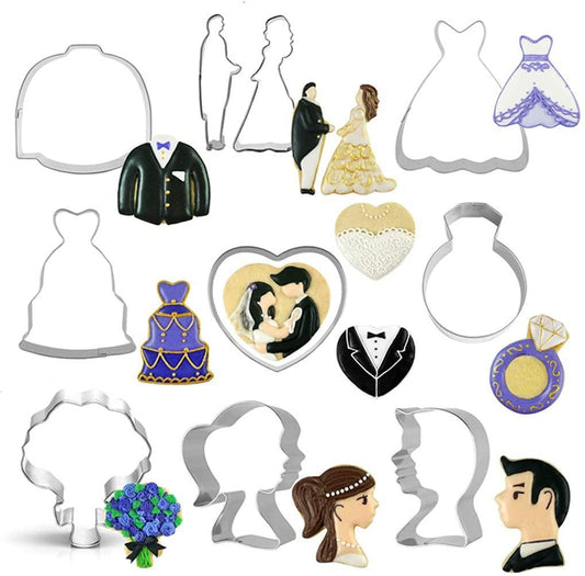 10 Set Wedding Groom Bride Cookie Cutter Stainless Steel Biscuit Baking Mold - Decotree.co Online Shop