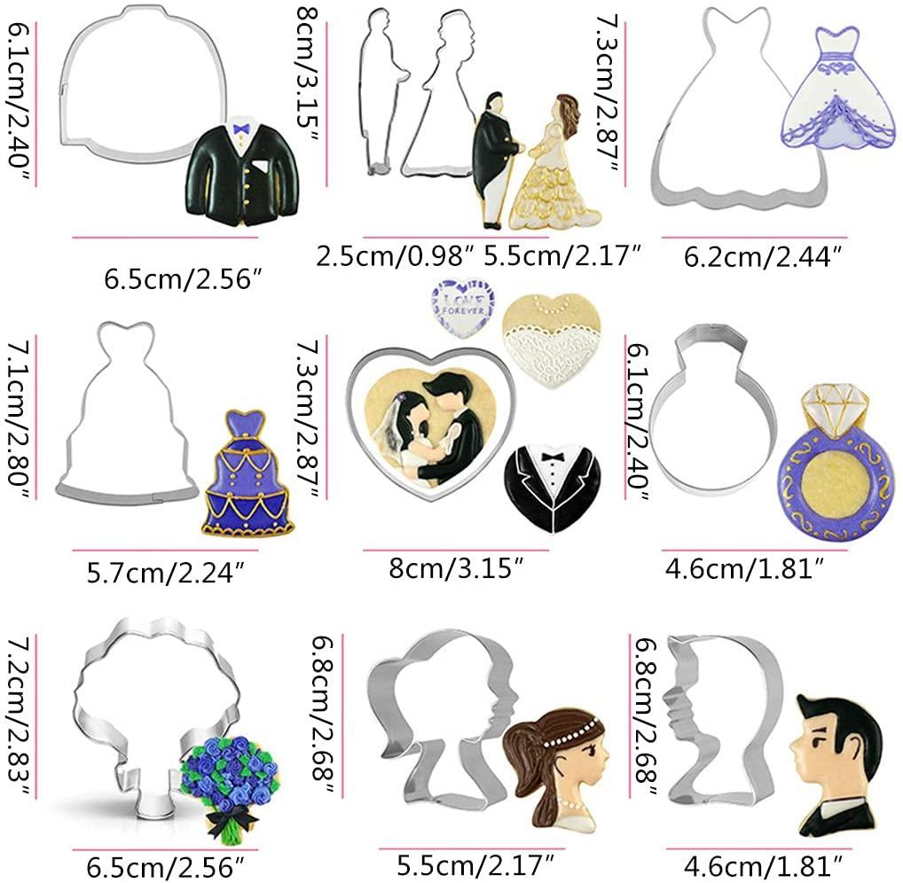 10 Set Wedding Groom Bride Cookie Cutter Stainless Steel Biscuit Baking Mold - Decotree.co Online Shop