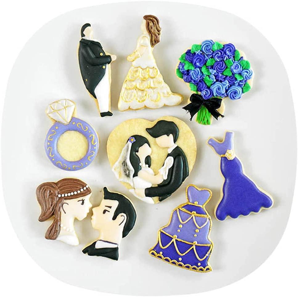 10 Set Wedding Groom Bride Cookie Cutter Stainless Steel Biscuit Baking Mold - Decotree.co Online Shop