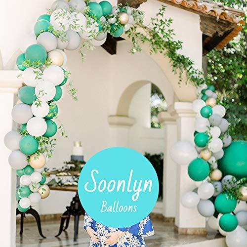 100 Pack 12 Inch, Aqua Teal Party Balloons Garland Kit White Gold balloons for Baby Shower Birthday Summer Party Decorations - Decotree.co Online Shop