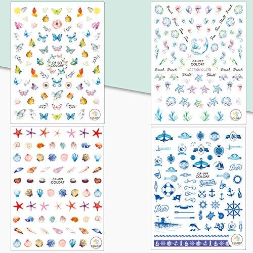 1000+ Mixed Nail Art Stickers 3D Self-Adhesive Leaves Stickers - Decotree.co Online Shop