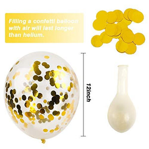 100pcs 12 Inches Latex Black Gold White and Confetti Balloons with Ribbons for Graduation Wedding Birthday Baby Shower Halloween Decorations - Decotree.co Online Shop