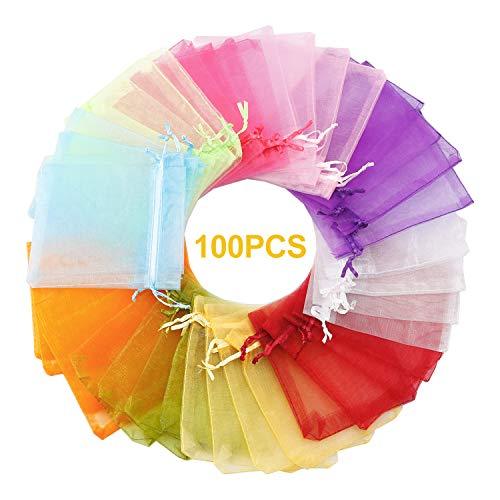 100PCS Organza Gift Bags, 4x4.72" Mixed Color Wedding Favor Bags with Drawstring - Decotree.co Online Shop