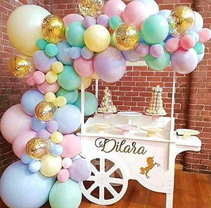 103pcs Pastel Balloon Garland Arch Kit 5" 12" 18 inch Macaron Color Pastel Party Balloons Set and Gold Confetti Balloons for Wedding Birthday - Decotree.co Online Shop