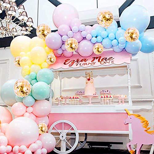 103pcs Pastel Balloon Garland Arch Kit 5" 12" 18 inch Macaron Color Pastel Party Balloons Set and Gold Confetti Balloons for Wedding Birthday - Decotree.co Online Shop