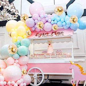 103pcs Pastel Balloon Garland Arch Kit 5" 12" 18 inch Macaron Color Pastel Party Balloons Set and Gold Confetti Balloons for Wedding Birthday - Decotree.co Online Shop