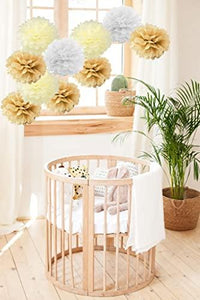 10PCS Mixed Cream Tan Brown White Party Tissue Paper Pom Poms Rustic Wedding Vintage Baby Shower Birthday Nursery Hanging Decoration - Decotree.co Online Shop