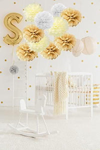 10PCS Mixed Cream Tan Brown White Party Tissue Paper Pom Poms Rustic Wedding Vintage Baby Shower Birthday Nursery Hanging Decoration - Decotree.co Online Shop