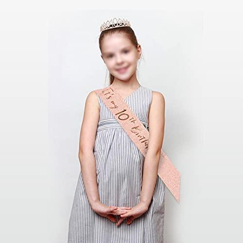 10th Birthday Sash and Tiara for Girls, Rose Gold Birthday Sash Crown 10 & Fabulous Sash and Tiara for Girls, 10th Birthday Gifts for Happy 10th Birthday Party Favor Supplies - Decotree.co Online Shop