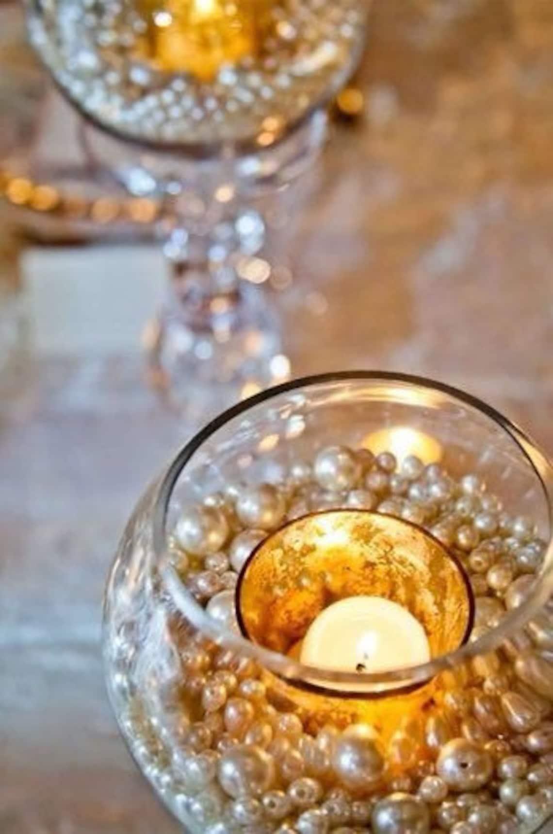 1100pcs Ivory Undrilled ABS Art Faux Pearls for Vase Fillers, Imitation Round Pearl Beads for Table Scatter Home Wedding Decoration - Decotree.co Online Shop