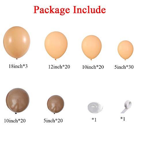 113pcs Brown Balloon Garland Arch Kit, Blush Coffee Tan Nude Latex Balloons 5" 10" 12" 18" Pastel Balloons - Decotree.co Online Shop