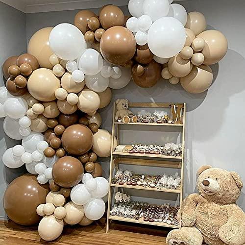 115 Pcs Brown Balloon Garland Kit Coffee Arch Nude Neutral Cream Teddy Bear Tan Safari Party Decorations For Boy Baby Shower - Decotree.co Online Shop