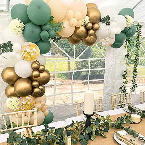117 pcs Green White Gold Balloon Arch Kit for Birthday Party Decorations - Decotree.co Online Shop