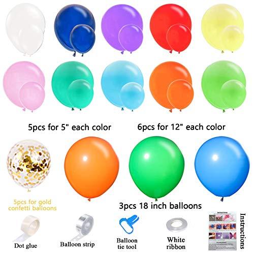 118pcs Rainbow Balloon Garland Kit Colorful 5 In 12" 18 Inch Multicolor Balloons Garland Assorted Color Size Balloons for Birthday Wedding - Decotree.co Online Shop